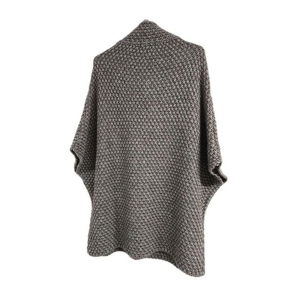 ELSAMANDA Chunky Knit Cape Cardigan Wool Alpaca Brown Women’s M Made In Italy - Picture 2 of 10